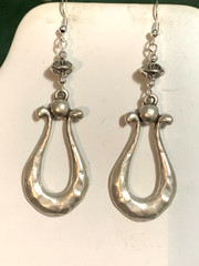 «On SALE* HANDCRAFTED LG. EGYPTIAN HAMMERED SILVER METAL-ART EARRINGS -NEW