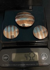 AM brooch & earrings copper sterling silver artisan handmade large modern stripe