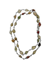 Vintage Wire Wrapped Mixed Gemstone Necklace Long Boho Artisan Opera Length 32″
