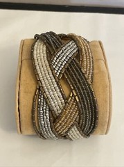 Beaded multi wire flexible cuff bracelet. handcrafted