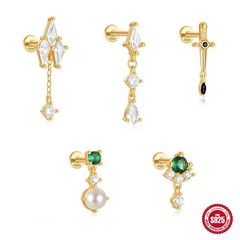 Gold Nap Earrings 925 Sterling Silver Flat Back Daith Tragus Piercing Earrings