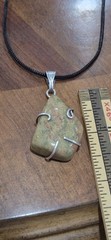 Beautiful Unakite Jasper 925 QG Co. Silver Wire Wrapped Pendant