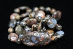 Brown Opal Necklace Natural Gemstone silk knotted 925 Sterling Silver Clasp 24″