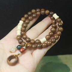 8mm Golden Sandalwood Double-Circle Bracelet Round Meditation Beads Mala Beads