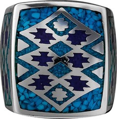 Woven Tribal Design Turquoise and Lapis Lazuli ring