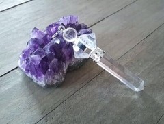 HERKIMER DIAMOND PENDANT With CRYSTAL QUARTZ Point and Silver CHAIN