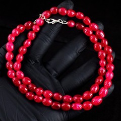 Beautiful Pink Ruby Single Strand 205.00 Cts Beaded Necklace Jewelry VK 29 E702