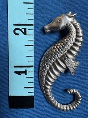 Vintage cast pewter seahorse pin/pendant 2.25 inches long