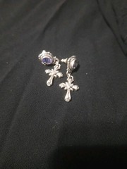 Sarda Artisan of Bali Sterling Purple Stone Cross Dangle Earrings 9.25gms