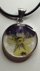 Handmade Resin Necklace – Real Pressed Flower – Adjustable Cord Necklace