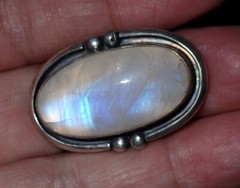 Moonstone / labradorite Crystal Sterling Ring. adjustable