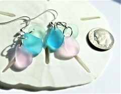 SOFT PASTEL SHADES Sea glass cascade pebble earrings