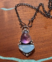 Amethyst and Aquamarine Statement Pendant/artisan Sublime Silver