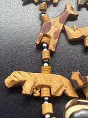 Wooden Safari Jungle Animal Bead Necklace – Hand Carved Folk Art Tribal Boho 30”