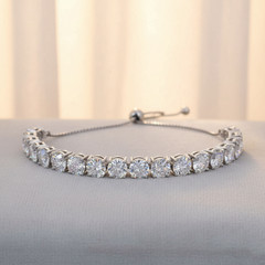 17 Ct White Diamond Tennis Bracelet, Adjustable Style – Free Diamond Studs