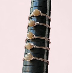 1pc Dainty Handmade Wire wrapped peach moonstone crystal ring in rose gold wire