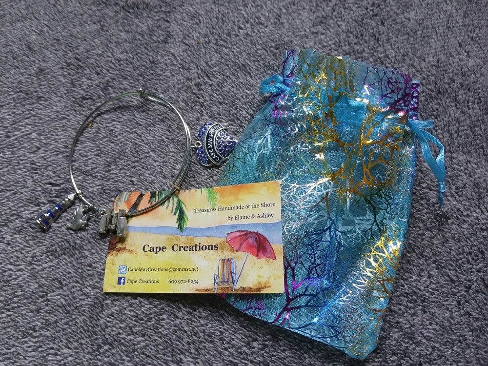 Cape Creations Handmade Bracelet Blue Charms Lighthouse, Bird, Cape May Point