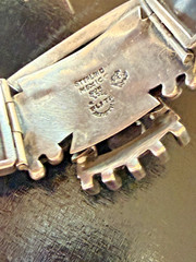 Taxco Mexico 925 Silver Headdress Bracelet Eagle Stamp/Signed P Luco 7″