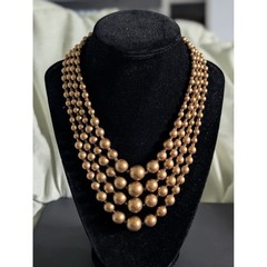 Unbranded Bronze Beaded 4 Strand Layered Statement Necklace Adjustable Dramatic