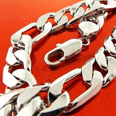 Bracelet Cuff Bangle Genuine 18k White Gold Filled Solid Men’s Heavy Link Style