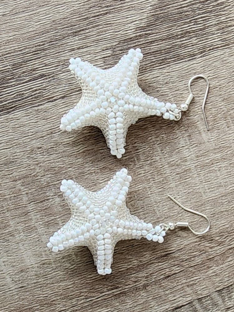handmade beaded 3D Star earrings