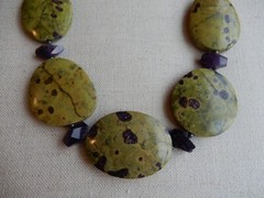 22″ GRADE A, ATLANTISITE (stichtite & serpentine) & AMETHYST BEAD NECKLACE