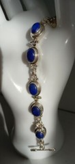 Lapis Lazuli Link Bracelet ~ Marked 925 ~ Mexico (?) ~ 7.25″ x 24mm ~ Wt. 2.65g