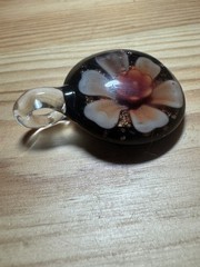 Hand Blown Glass Pendant Round With Flower Design