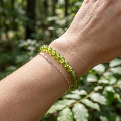 4mm Natural Peridot Stretch Bracelet Heart Chakra Prosperity Luck Women Healing