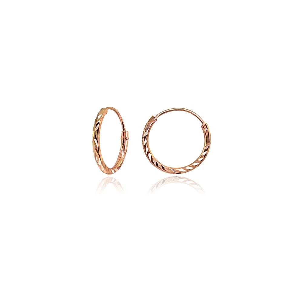 Rose Gold Flash Sterling Silver Diamond-Cut Tiny Small 12mm –