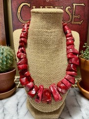 Genuine Red CORAL VERTEBRAE BRANCHES Necklace with Sterling Silver Hook Clasp