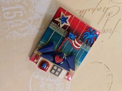 Vtg House Pins By Lucinda Patriotic Fireworks Flag USA Star Glitter Brooch