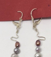 Vintage Hand Made Earrings Genuine Pearls In Sterling Silver Sam Chichester #13