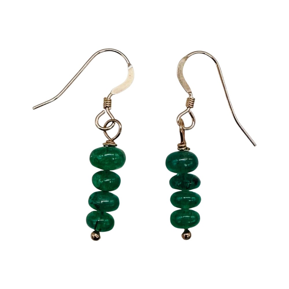 Emerald AAA Gemstone Earrings with 14K Rose Gold Filled Findings| 1″ Long «