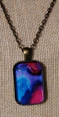 Vintage Artisan Handmade Glass Pendant 1.25″ And Chain Chain 23″ See Pictures