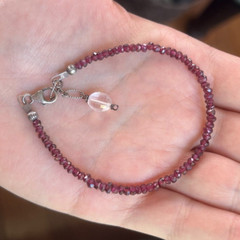Rhodolite Garnet Sterling Silver Bracelet Extender Handmade Jewelry Art January