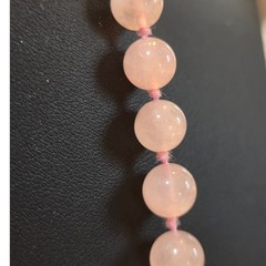 Vintage Hand Knotted Rose Quartz Beaded Necklace 32″ Pink Boho