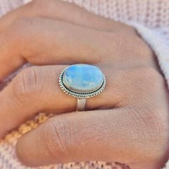 Genuine Moonstone Ring 925 Sterling Silver Statement Ring Ships From USA