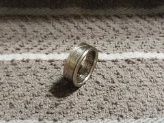 KANSAS State 90% Silver Washington Quarters coin ring 7 1/2 2005 #2