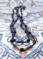 Handmade Rolled Paper Bead Necklace Black 31″