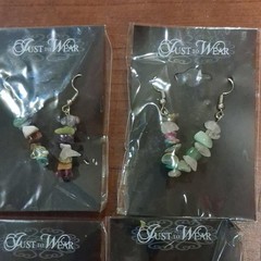 Handcrafted Chip Stone Dangle Drop Hook Earrings Multicolor Lot Of 7