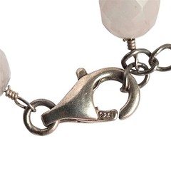 Artisan Rose Quartz Y Drop Necklace Pink Crystal Sterling Clasp 18″-20″
