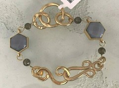 Stephanie Kantis Designer 24K Gold Plate Blue Agate Nobility Chain Bracelet