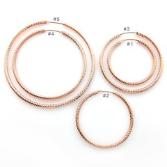 ITALY 14K Rose Gold Vermei HOOP Earrings-Rose Gold Over Solid Silver Hoops-2mm
