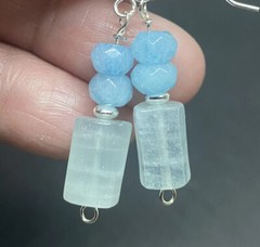 Aquamarine Genuine Stone .925 Sterling Silver Earrings BEAUTIFUL