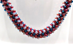«Follow the Flag» Crocheted Glass Necklace Handcrafted Jewelry Designs Fashion