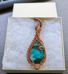 Handcrafted Copper Sunstone Wire Wrapped Pendant