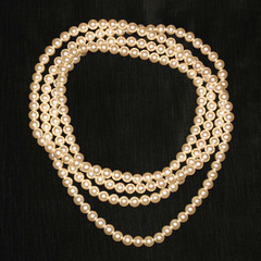 Faux PEARL Bead Necklace Classic Cream 46″ Long Single Strand Vintage 1970’s