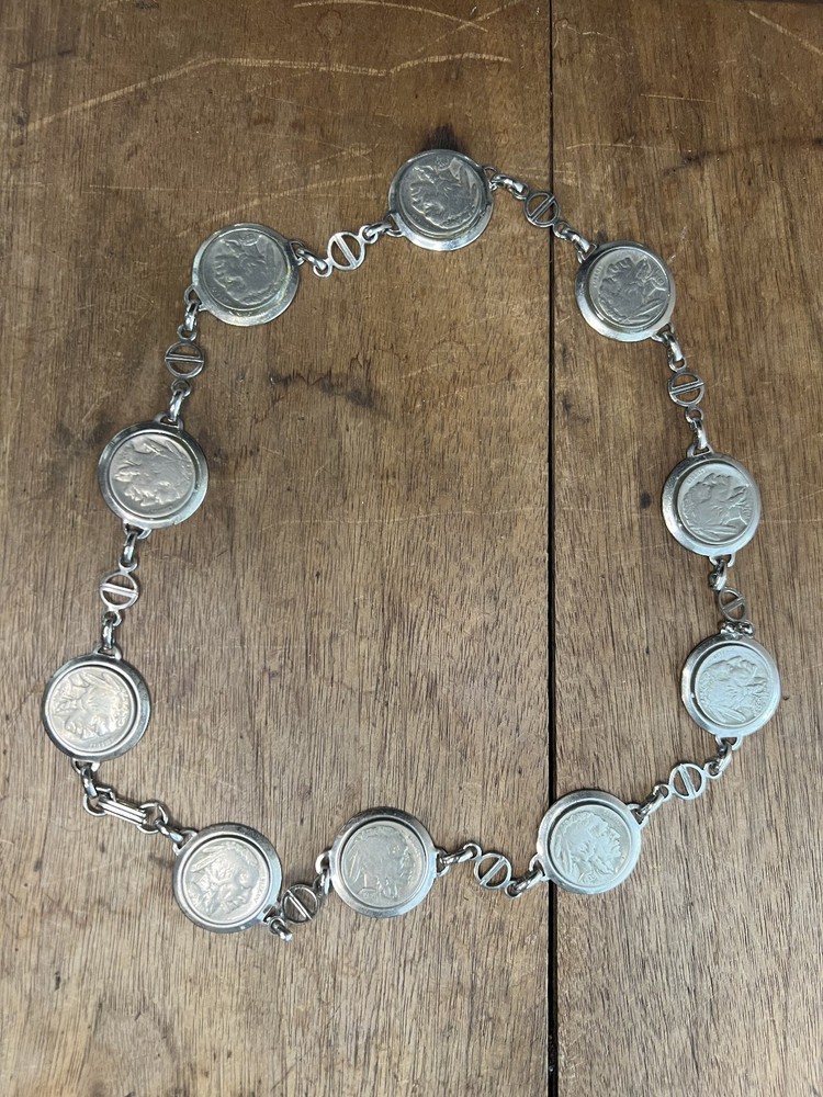 Genuine Buffalo Nickel 10 Coin Necklace – Steel chain