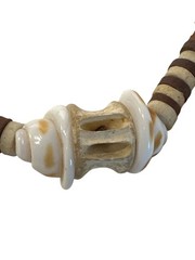 Handmade Beaded Necklace Earth Tone Seashell Tribal Beach Core Choker 15″
